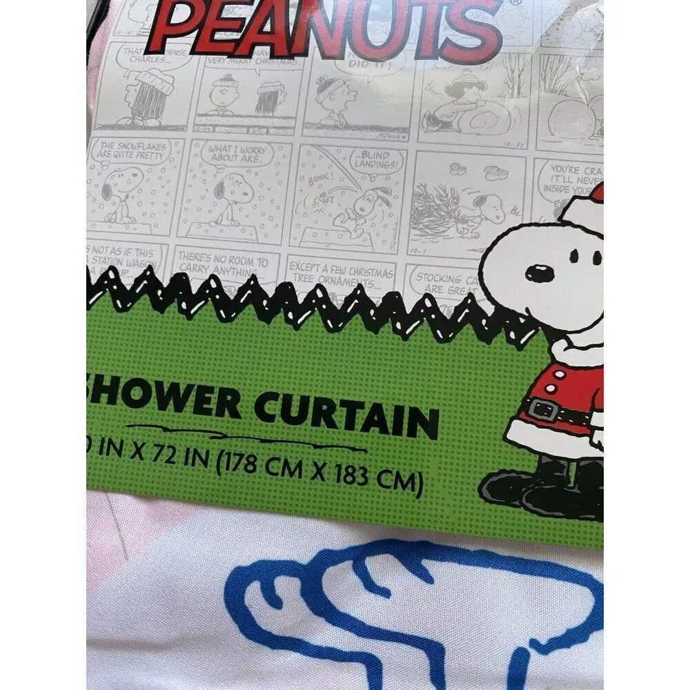 Peanuts Snoopy Woodstock Christmas Ornaments‎ Fabric Shower Curtain 72X72” Pink